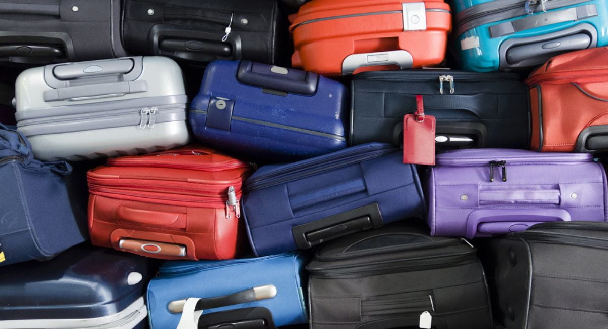 luggage stacked and stored on a charter bus